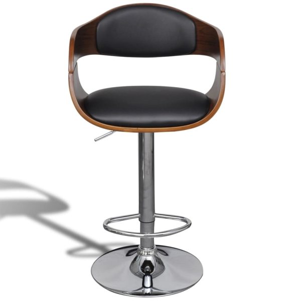 Bar Stool Bent Wood and Faux Leather - Image 2
