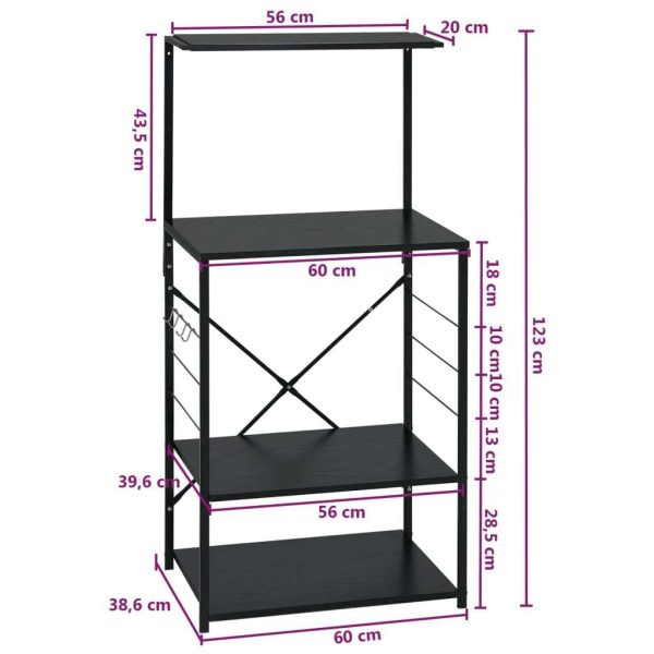 Microwave Cabinet Black 60x39.6x123 cm Engineered Wood - Image 7