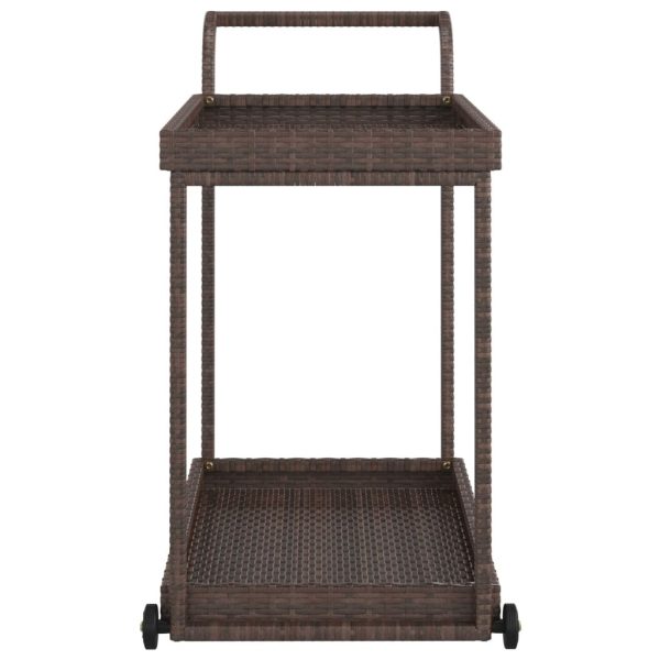 Bar Cart Brown 100x45x83 cm Poly Rattan - Image 3