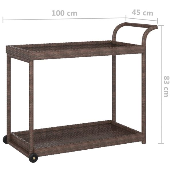 Bar Cart Brown 100x45x83 cm Poly Rattan - Image 5