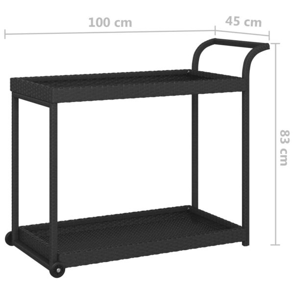 Bar Cart Black 100x45x83 cm Poly Rattan - Image 5