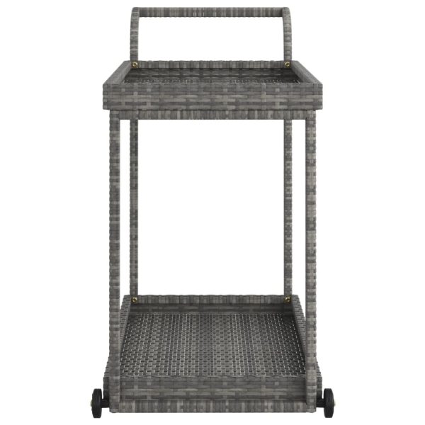 Bar Cart Grey 100x45x83 cm Poly Rattan - Image 4