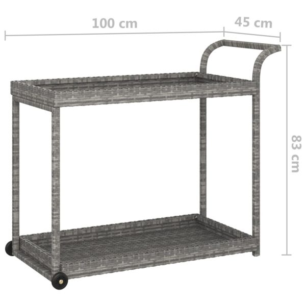 Bar Cart Grey 100x45x83 cm Poly Rattan - Image 6