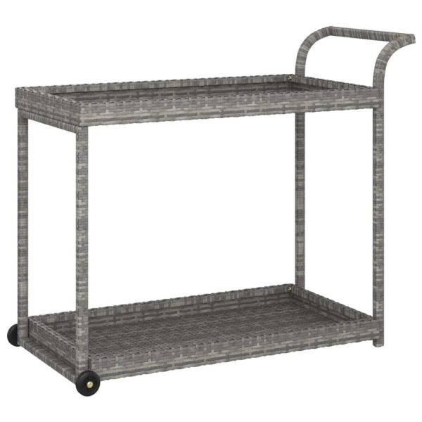 Bar Cart Grey 100x45x83 cm Poly Rattan - Image 2