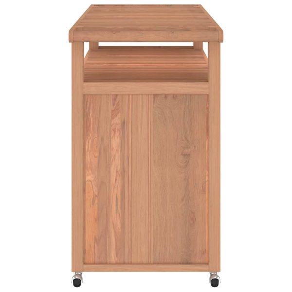 Rustic Elegance Bar Cart – 120x50x90 cm Solid Teak Wood - Image 3