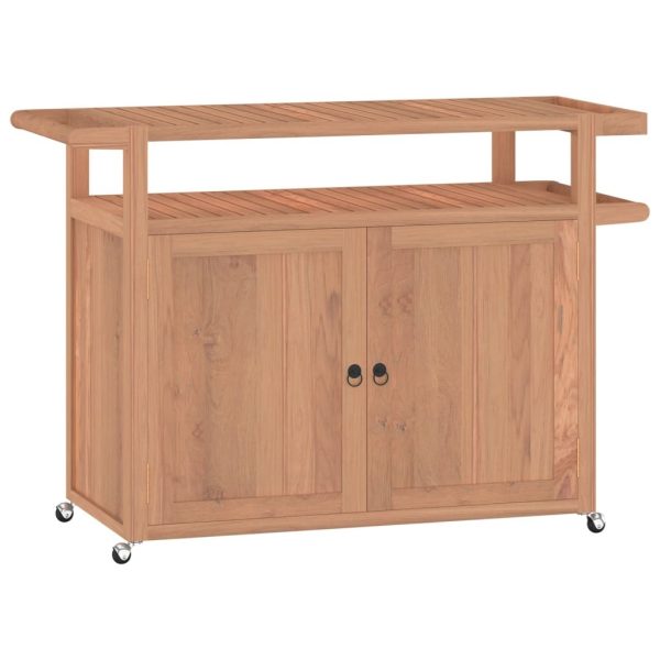 Rustic Elegance Bar Cart – 120x50x90 cm Solid Teak Wood - Image 4