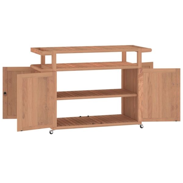 Rustic Elegance Bar Cart – 120x50x90 cm Solid Teak Wood - Image 5