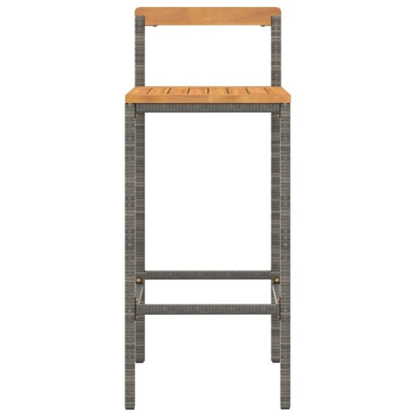 Bar Stools 4 pcs Grey Poly Rattan and Solid Wood Acacia - Image 4