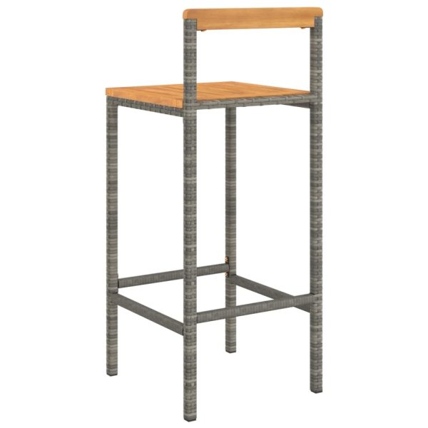 Bar Stools 4 pcs Grey Poly Rattan and Solid Wood Acacia - Image 6