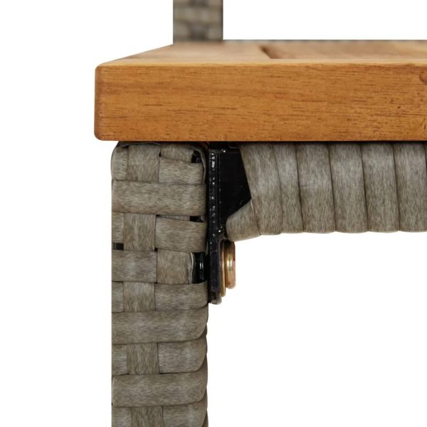 Bar Stools 4 pcs Grey Poly Rattan and Solid Wood Acacia - Image 7
