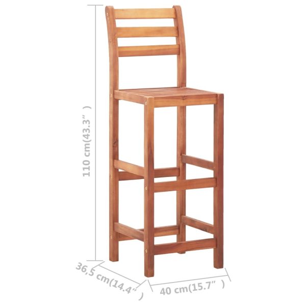 Bar Chairs 2 pcs Solid Acacia Wood - Image 8