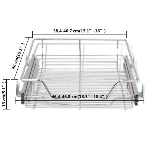 Pull-Out Wire Baskets 2 pcs Silver 500 mm - Image 7