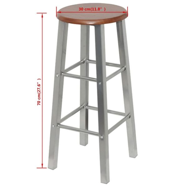 Bar Stools 2 pcs Metal with MDF Seat - Image 4