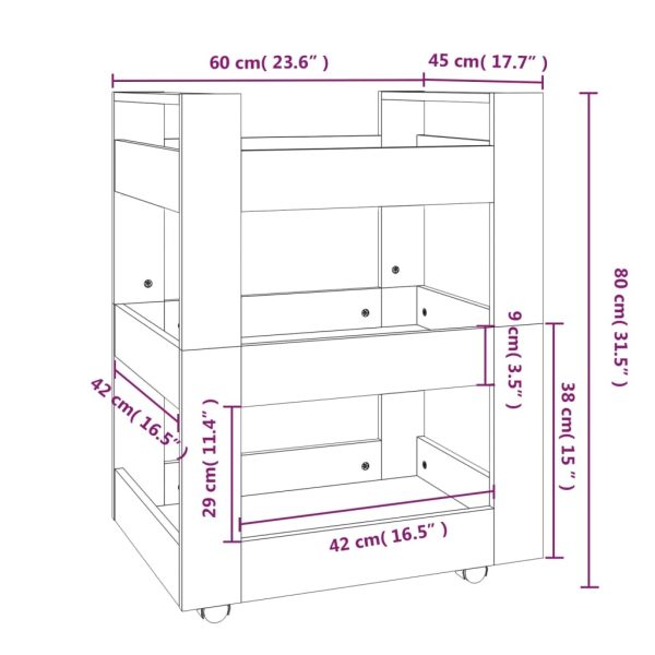 Kitchen Trolley White 60x45x80 cm Engineered Wood - Image 7