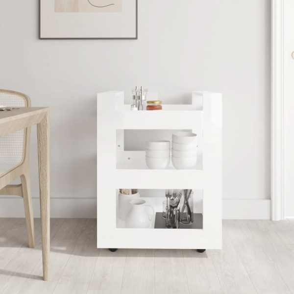 Kitchen Trolley High Gloss White 60x45x80 cm Engineered Wood - Image 2