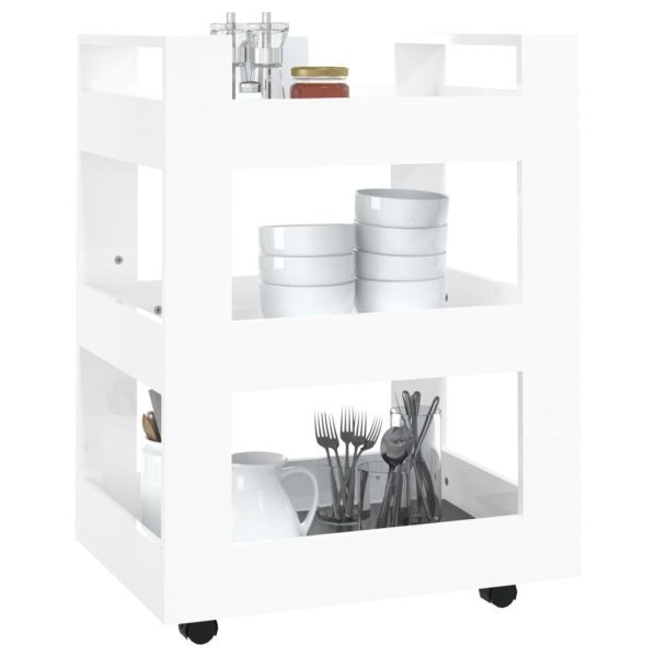 Kitchen Trolley High Gloss White 60x45x80 cm Engineered Wood - Image 3
