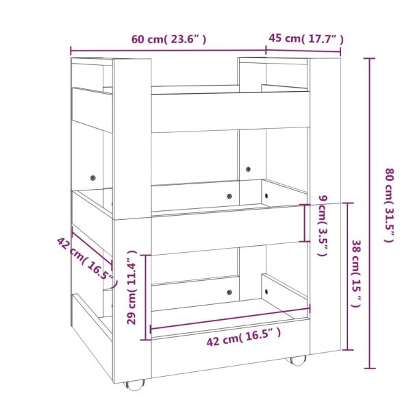Kitchen Trolley High Gloss White 60x45x80 cm Engineered Wood - Image 7
