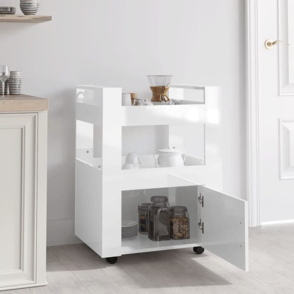 Kitchen Trolley High Gloss White 60x45x80 cm Engineered Wood - Image 2