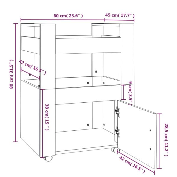 Kitchen Trolley High Gloss White 60x45x80 cm Engineered Wood - Image 8