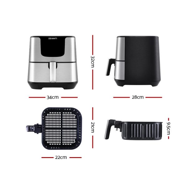 Devanti Air Fryer 7L LCD Fryers Stainless Steel - Image 2