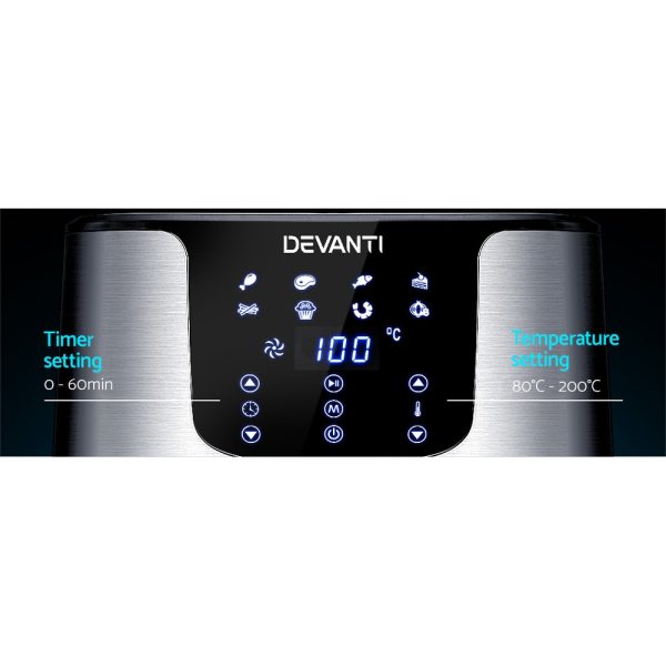 Devanti Air Fryer 7L LCD Fryers Stainless Steel - Image 5