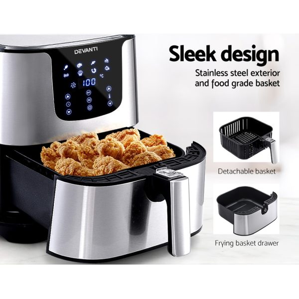 Devanti Air Fryer 7L LCD Fryers Stainless Steel - Image 6