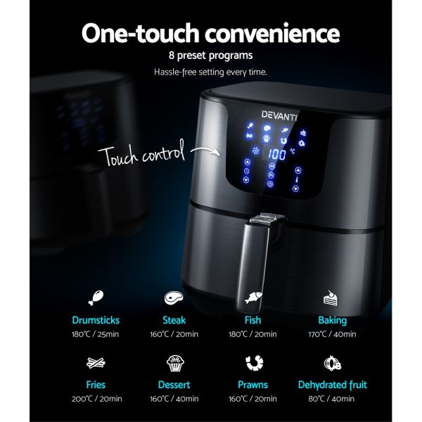 Devanti Air Fryer 7L LCD Fryers Black - Image 5