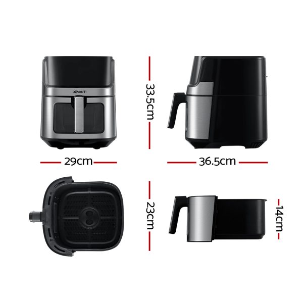 Devanti Air Fryer 6.5L LCD Fryers Clear Window - Image 2