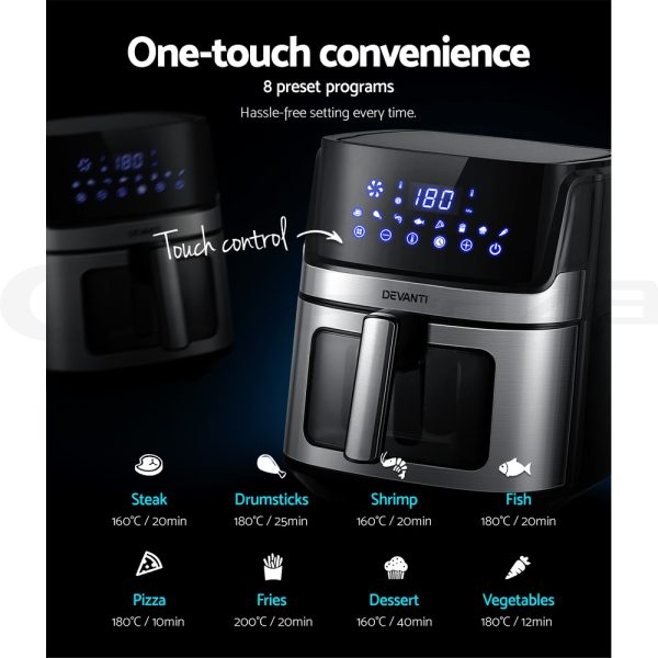 Devanti Air Fryer 6.5L LCD Fryers Clear Window - Image 5