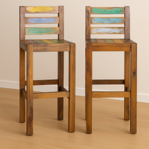 Bar Stools 2 pcs Solid Reclaimed Wood