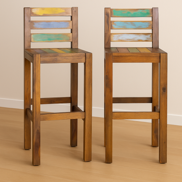 Bar Stools 2 pcs Solid Reclaimed Wood