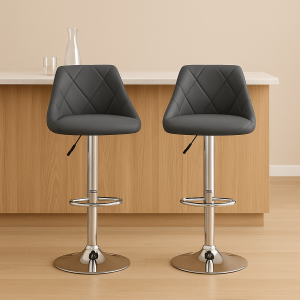 Bar Stool 2 Pcs Dark Grey Velvet