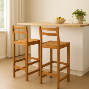 Bar Chairs 2 pcs Solid Acacia Wood