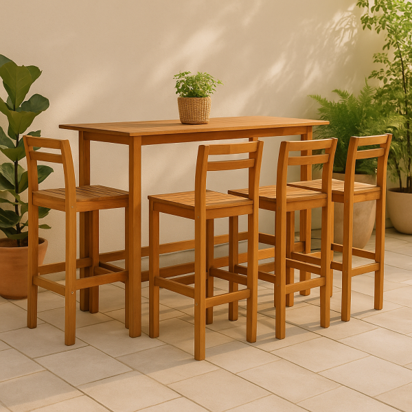 Bar Chairs 4 pcs Solid Acacia Wood
