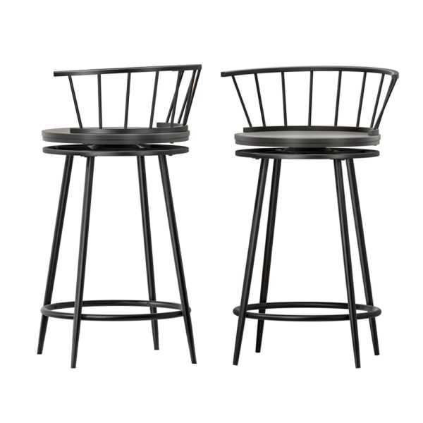 Artiss 2x Bar Stools Swivel Metal Chairs - Image 4
