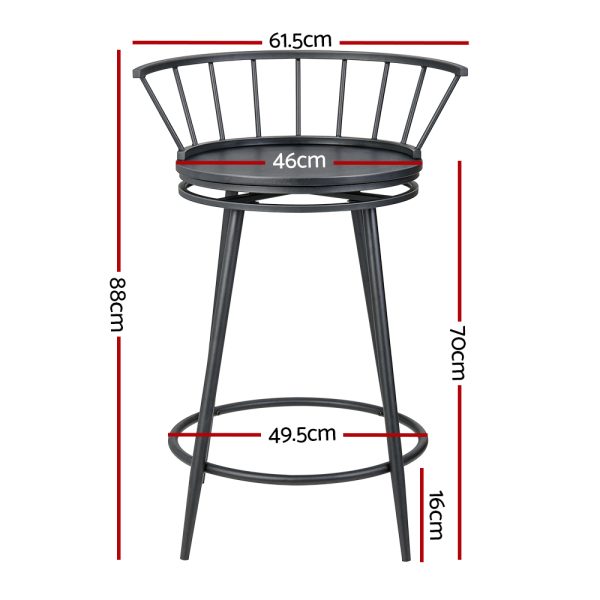 Artiss 2x Bar Stools Swivel Metal Chairs - Image 2