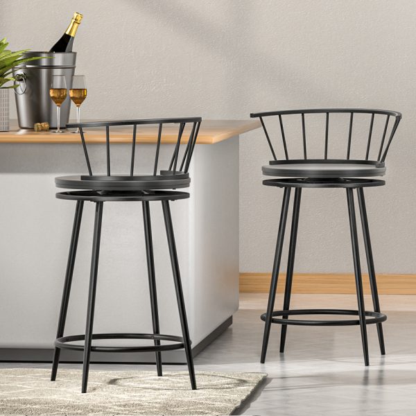 Artiss 2x Bar Stools Swivel Metal Chairs - Image 6