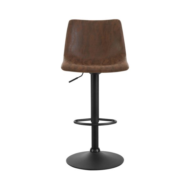 Artiss 2x Bar Stools Vintage Leather Swivel Gas Lift Brown - Image 3