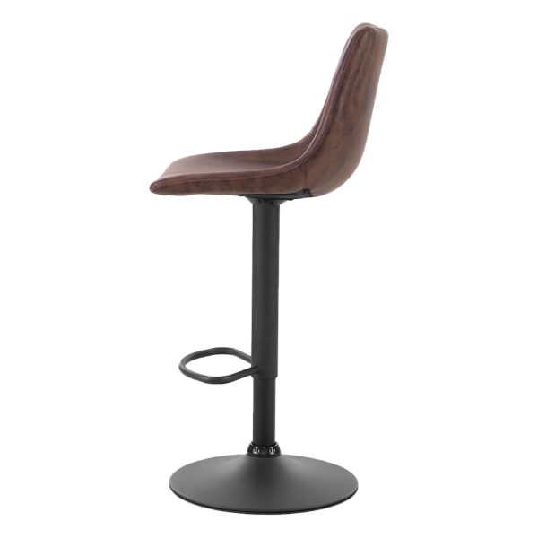 Artiss 2x Bar Stools Vintage Leather Swivel Gas Lift Brown - Image 4