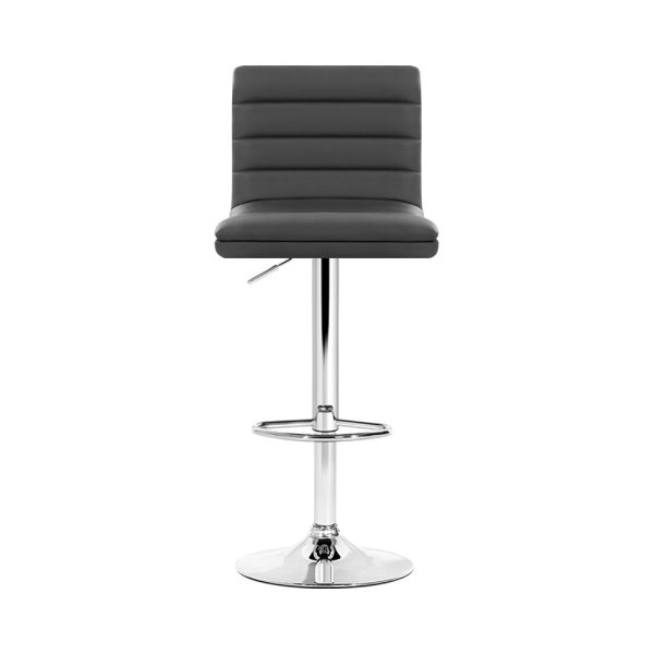 Artiss 2x Bar Stools Padded Leather Gas Lift Grey - Image 3