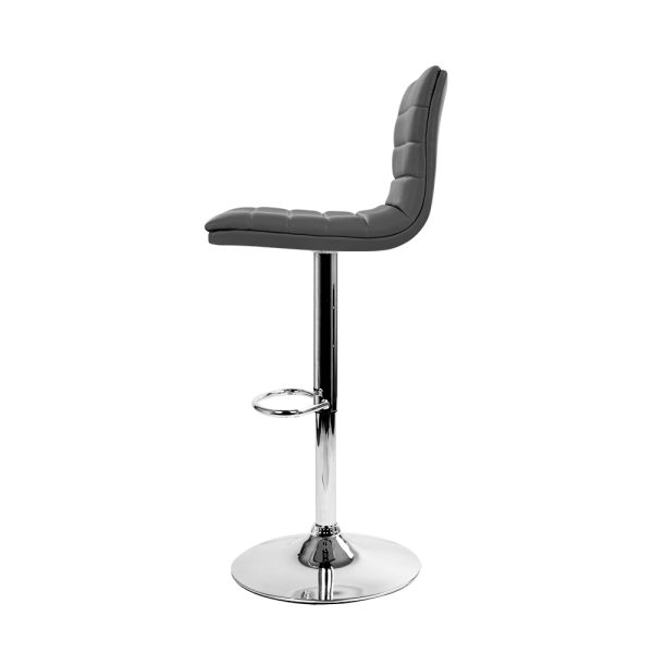 Artiss 2x Bar Stools Padded Leather Gas Lift Grey - Image 4