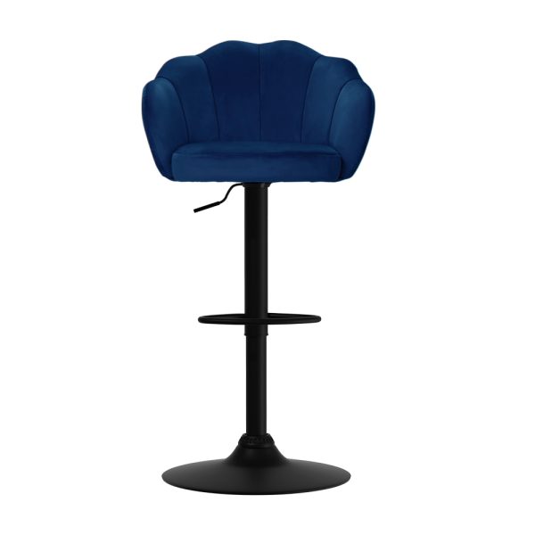 Nessah Blue Velvet Bar Stools – Set of 2 | Elegant Swivel Height Adjustable Kitchen Stools - Image 3