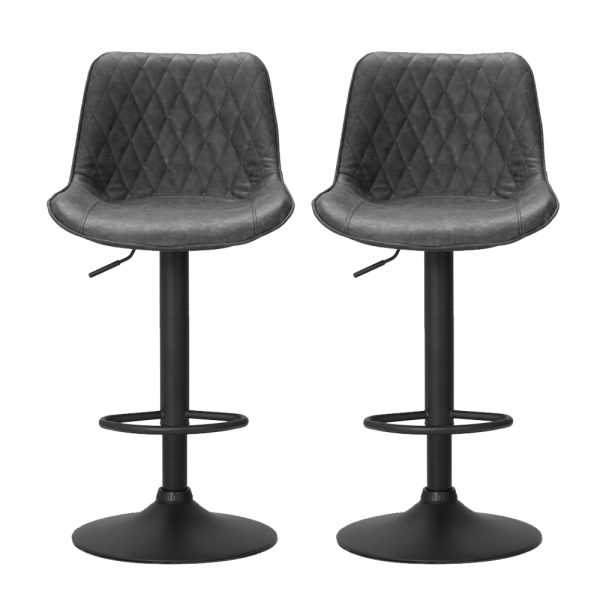 Artiss 2x Bar Stools Gas Lift Vintage Leather Black - Image 4