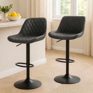 Artiss 2x Bar Stools Gas Lift Vintage Leather Black