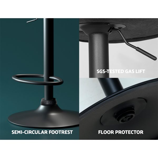Artiss Bar Stools Kitchen Counter Stools Swivel Gas Lift Vintage Chairs Black x2 - Image 5