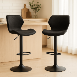 Artiss Bar Stools Kitchen Counter Stools Swivel Gas Lift Vintage Chairs Black x2