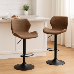 Artiss Bar Stools Kitchen Counter Stools Swivel Gas Lift Vintage Chairs Brown x2