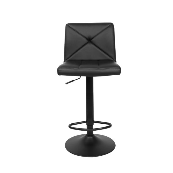 Artiss 2x Bar Stools Kitchen Dining Chairs Gas Lift Stool Leather Black - Image 3
