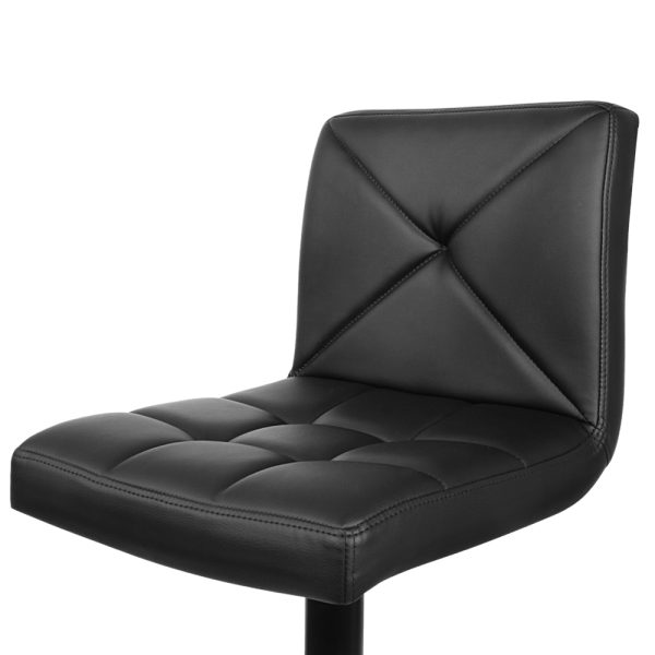 Artiss 2x Bar Stools Kitchen Dining Chairs Gas Lift Stool Leather Black - Image 5