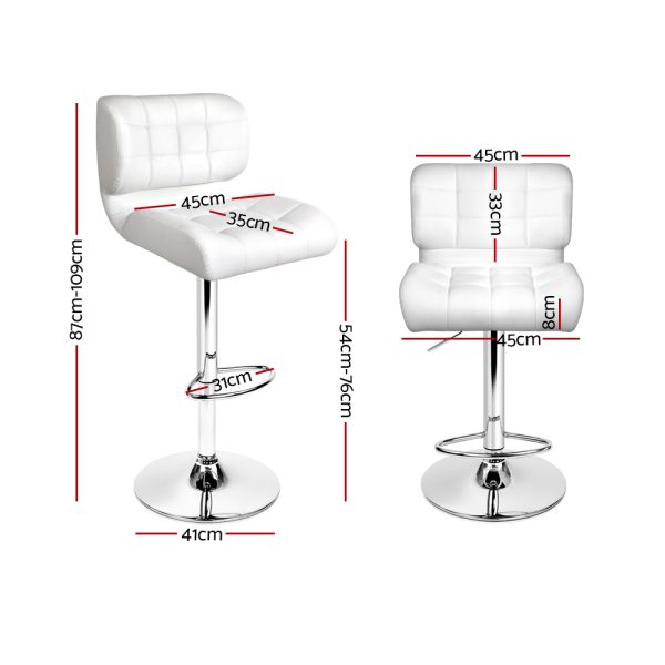 Artiss 4x Bar Stools Gas Lift Leather Padded White - Image 3